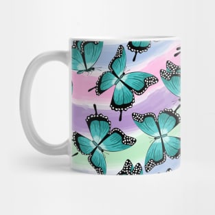 Blue Butterflies Pattern Mug